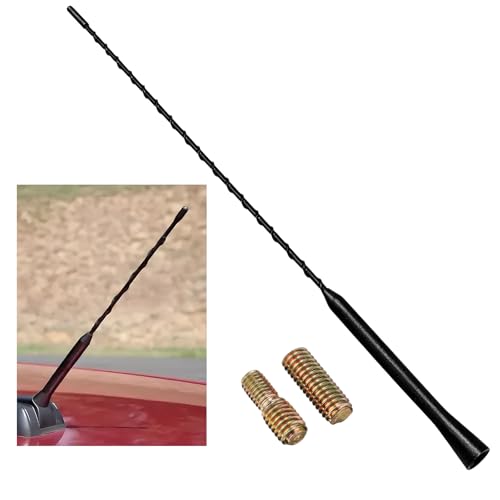 Car Antenna Replacement, 16 Inch Flexible Roof Mounted AM FM Stereo Aerial Mast with M5 M6 Threaded Adapters, Universal Rubber Radio Antenna Kit for Most Cars Trucks SUVs - color: 16 Inch