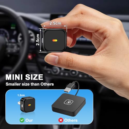 2 in 1 Wireless CarPlay and Android Auto Adapter, Easy Setup Plug and Play, 1-Click Multi-Device Switch, Fast Auto Reconnect, OTA Upgrade, USB‑C, for iOS 10+/Android 11+ & Factory Wired CarPlay Cars