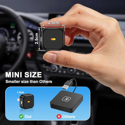 2 in 1 Wireless CarPlay and Android Auto Adapter, Easy Setup Plug and Play, 1-Click Multi-Device Switch, Fast Auto Reconnect, OTA Upgrade, USB‑C, for iOS 10+/Android 11+ & Factory Wired CarPlay Cars
