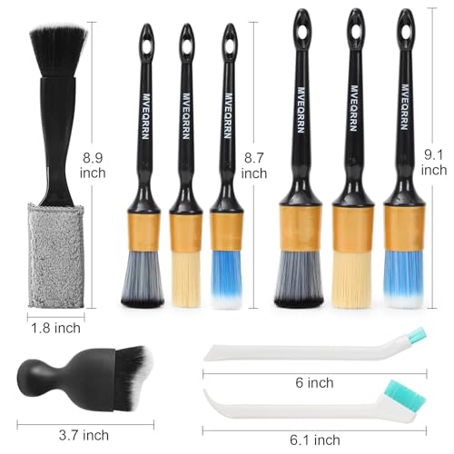 MVEQRRN 10PCS Car Detailing Brush Set,Boars Hair Detail Brush Kit(Gold) - color: 10pcs detail brush gold