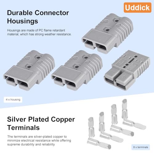 175A Battery Quick Disconnect Connecteur, 600V Wire Harness Connector Plug for Cars, Trailers, Motors, and Electronics Maintenance(4PCS Grey 2AWG) - size: 4PC 2AWG