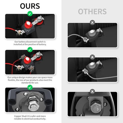 Top Post Battery Disconnect Switch 12V-48V Battery Disconnect Switch 12 Volt Waterproof Cut Off Switch Positive On/Off for Marine Car RV Boat ATV UTV Vehicles - color: 275A On-Off Top Post
