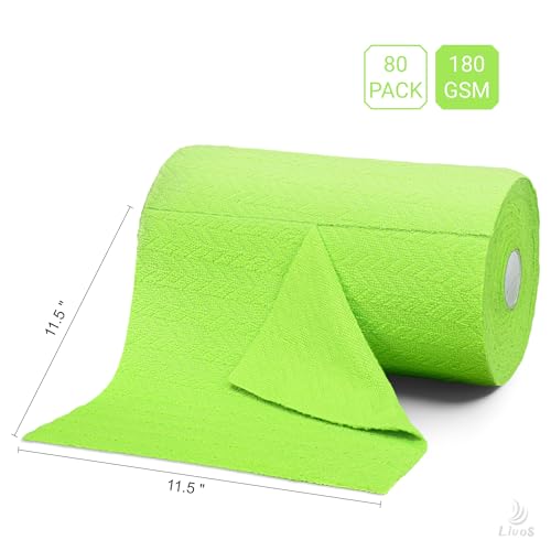 LIVOS Microfiber Cleaning Cloth Roll - 80 Pack, Reusable Paper Towels, Microfiber Towels for Cars, Super Absorbent Lint Free Cleaning Rags for House, Kitchen, Window-Wave Green, 11.5"x11.5" - color: Wave Green