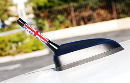 iJDMTOY 3-Inch Red Union Jack UK Flag Theme Short Antenna Compatible with MINI Cooper (All Models) & More Other Cars - color: Red/Blue Union Jack