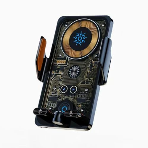 Phone Holder for Car with 15W Wireless Charger, Car Charge for All Phone - color: Orange
