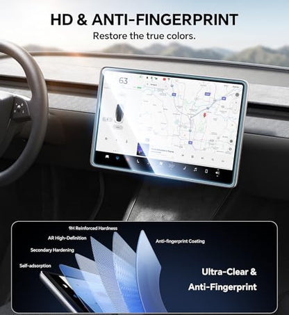 15.4'' Tesla Model Y Premium 2025 & Model 3 (2024-2026) Screen Protector【Fingerprint & Anti Scratch 】 Model Y Premium 2025/Model 3 Accessories Tempered Glass Protector with Alignment Kit