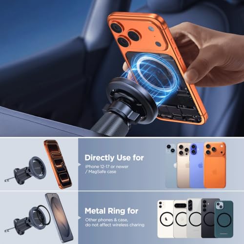 Miracase Car Phone Holder for Magsafe [Strong Magnets] Magnetic Phone Holders for Your Car, 360°Adjustable Air Vent Hands Free Cell Phone Mount Cradle Fit iPhone 17-12 & All Smartphones, Carbon Fiber - color: Carbon Fiber Black