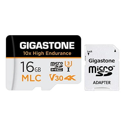 [10x High Endurance] GIGASTONE Industrial 16GB MLC Micro SD Card, 4K Video Recording, Security Cam, Dash Cam, Surveillance Compatible 95MB/s, U3 C10, with Adapter [5-Yrs Free Data Recovery] - color: 16GB High Endurance 1-Pack