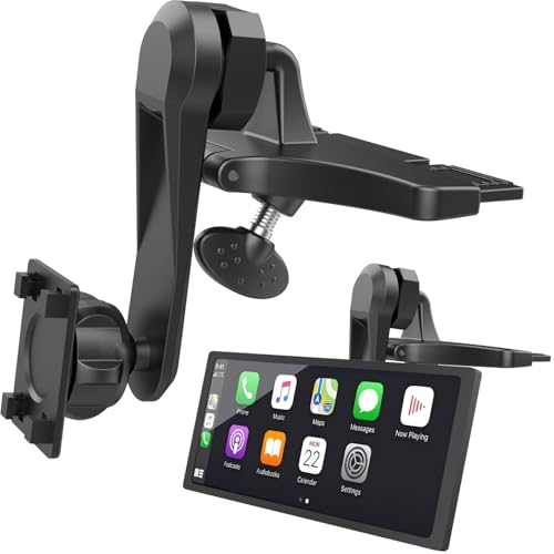 CD Slot Car Mount for Portable CarPlay Screens with Extension Arm, Adjustable Angles, Low Profile, Integrated Mounting Solution for in-Car Android Display Monitors (4-Tab Bracket Mount) - style: 4-Tab Bracket Mount Pro