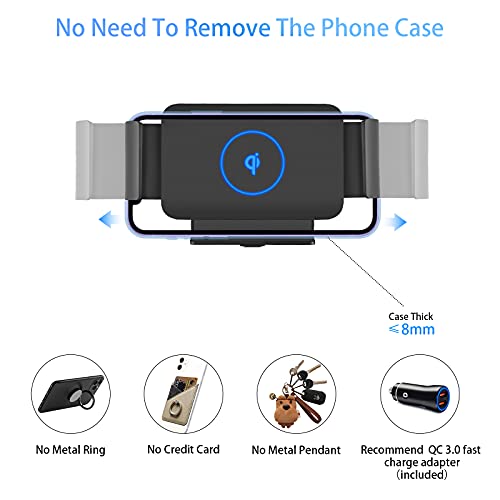 Wireless Car Charger Mount Compatible with Galaxy S25 Ultra/S25+/S25/S24/S23/S22 Series, Car Phone Wireless Charger for iPhone 17/Air/16/15/14/13/12 Series, Auto Clamp Air Vent Car Mount