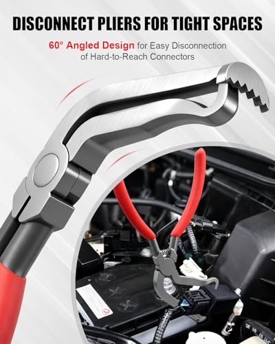 4Pcs Electrical Disconnect Pliers for Cars, Automotive Electrical Connector Removal Tool with 18Pcs Terminal Pin Removal Tool, Connector Separator and Hose Clamp Pliers in Storage Box