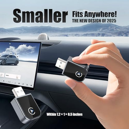 Wireless CarPlay Adapter for iPhone 2025 Upgrade, Mini Size, Convert Wired to Wireless, Plug & Play, Zero Latency, USB A & C Compatible, Works with 2015+ Cars & iPhone 6+