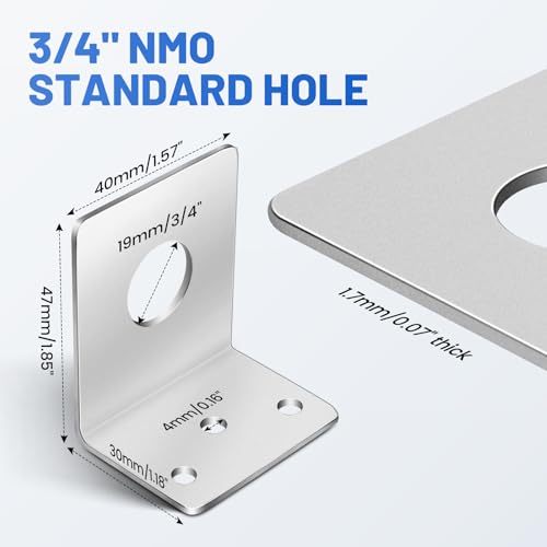 Anina L Bracket for NMO Antenna Mount 3/4 Hole Stainless Steel Bracket Compatible with Car Truck Heavy Duty L-Shaped for Mobile Radio Antennas (Pack of 2) - size: 3/4 Inch (Pack of 2)