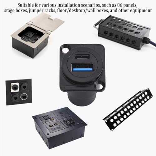 PENGLIN 5PCS USB3.0 & USB C 3.1 Connector, Dual USB Panel Mount Adapter - color: Black, size: 5PCS