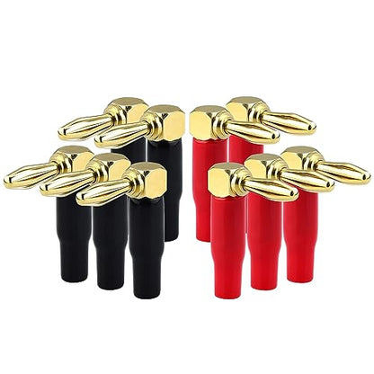 90 Degree Banana Plugs for Speaker Wire, Dual Screw, 4mm, 10-Pack - color: 4mm Speaker Banana Plugs