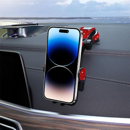 Bling Car Phone Mount, Dashboard&Windshield Universal Car Mount Phon e Holder,Cell Phone Navigation Holder with Suction Cup Base and Telescopic Arm, Red - color: Red