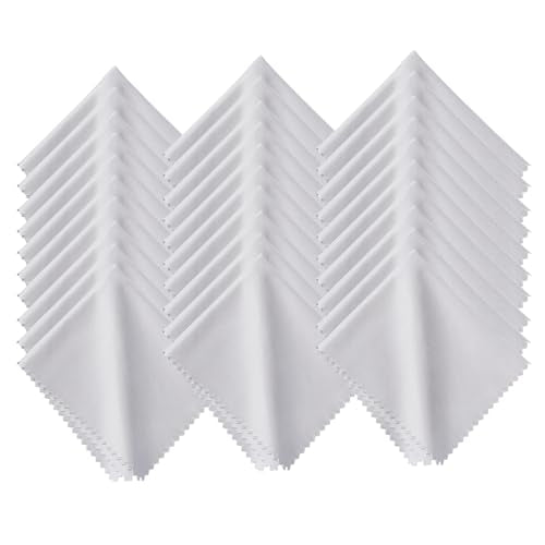 Microfiber Cleaning Cloth, 30 Pack - 200+ GSM Heavyweight Lint-Free Streak & Scratch-Free Cloths for Eyeglasses, Glasses, Screens, Camera Lens - 7x6 Inch Premium White, Bulk, Reusable