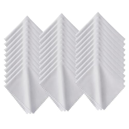 Microfiber Cleaning Cloth, 30 Pack - 200+ GSM Heavyweight Lint-Free Streak & Scratch-Free Cloths for Eyeglasses, Glasses, Screens, Camera Lens - 7x6 Inch Premium White, Bulk, Reusable