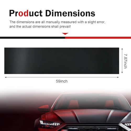 5% VLT Windshield Sun Visor Tint Film, 2 Pack 59x7.87 Inch Sun Shade Strip, Heat UV Block Anti Glare Light Reduction Auto Window Accessory (Black #B)