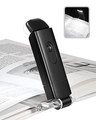 DEWENWILS Book Reading Light with Cilp, LED Clip on Book Light for Reading in Bed, USB Rechargeable Eye Care Book Lamp for Kids, Bookworms,2 Brightness Levels (Black) - color: Black