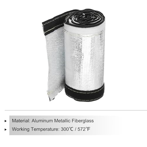 MECCANIXITY 1.5mm Heat Shroud Aluminized Sleeving 1 1/2" ID x 3.2FT Aluminum Metallic Fiberglass Heat Shroud for Fuel Lines Cables Electrical Wiring - size: 1 1/2" ID x 3.2FT
