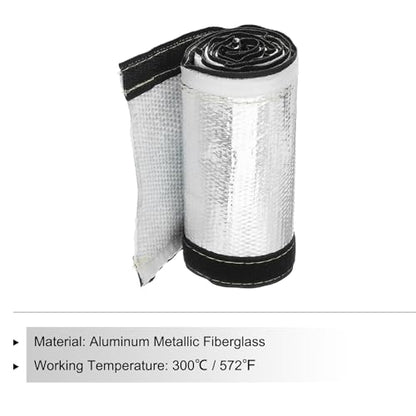 MECCANIXITY 1.5mm Heat Shroud Aluminized Sleeving 1 2/5" ID x 3.2FT Aluminum Metallic Fiberglass Heat Shroud for Fuel Lines Cables Electrical Wiring - size: 1 2/5" ID x 3.2FT