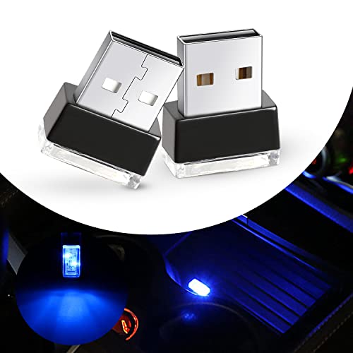 Ouzorp 2 Pcs Mini USB LED Light, Car LED Interior Lighting DC 5V Smart USB LED Atmosphere Light Laptop Keyboard Light Home Office Decoration Night Lamp,blue - color: blue