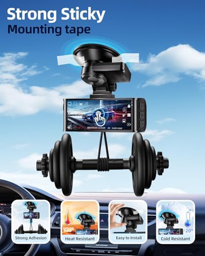 Double Sided Adhesive Sticky Pads for Dash Cam 4PCS, 2.83" Square & 2.2" Round Heat-Resistant Heavy Duty Mounting Tape Kit, Universal Car Windshield Sticker for GPS/DashCamera Suction Cup Mount