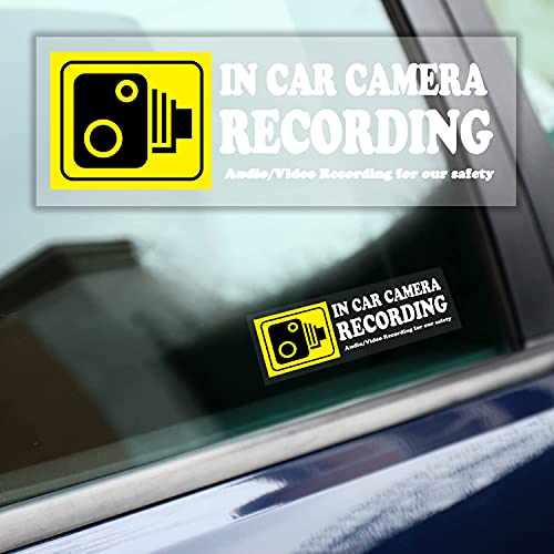 4 Pcs Camera Audio Video Recording Window Cars Stickers, in Car Camera Recording Sticker for Rideshare, Van, Truck, Taxi, Maxi Cab, Bus, Coach Drivers, Yellow 2 x 6 inch, Adhesive Window Decal