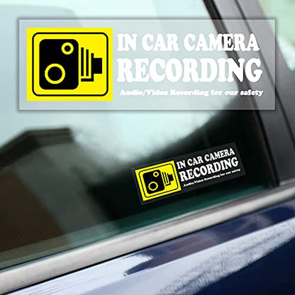 4 Pcs Camera Audio Video Recording Window Cars Stickers, in Car Camera Recording Sticker for Rideshare, Van, Truck, Taxi, Maxi Cab, Bus, Coach Drivers, Yellow 2 x 6 inch, Adhesive Window Decal