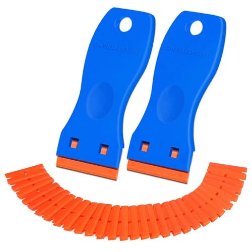 Plastic Razor Blade Scraper 2 Pack, 100 Blades, Storage Case