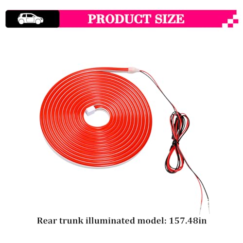 Car Trunk LED Strip Lights, 4M Dynamic Flowing Vehicle Trunk Ambient Strip Light, Flexible Waterproof Auto Neon Lighting Accessories, Universal for SUV Truck Motorcycle (Red) - color: Red