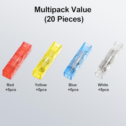 20Pcs Plug-in Quick-Connect Terminal Blocks, 1-in-1-out - color: Red&Blue&Yellow&White-12-2, size: 20 Pcs