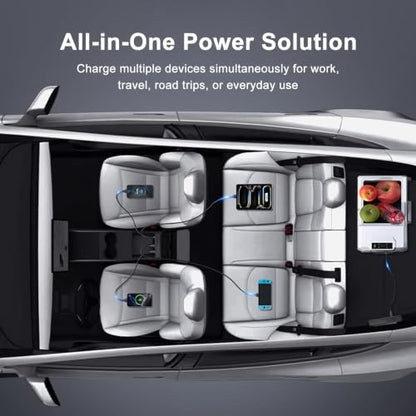 200W Car Power Inverter DC 12V to 110V AC Outlet fit for Tesla/Car/Truck