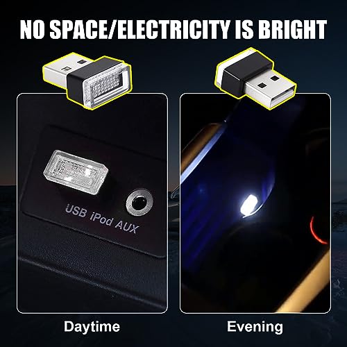 Ziciner 4 PCS USB LED Car Interior Atmosphere Lamp, Portable Mini LED Night Light, Plug-in USB Interface Trunk Ambient Lighting Kit, Car Accessories (White, Blue, Red, Ice Blue) - color: White+Blue+Red+Ice Blue