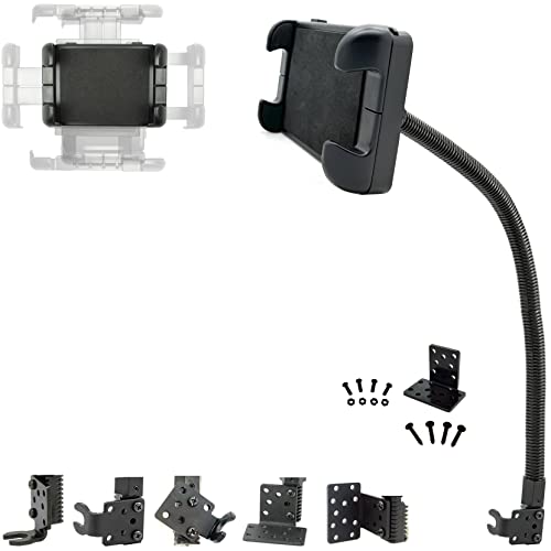 LycoGear Enhanced ELD Floor Seat Rail Tablet Mount for Car Truck Fleet Limo - Adjustable Gooseneck iPad Air Pro Mini Holder for All Vehicle |Compatible w/7-14 Tablets (incldues 2nd Drill Plate Kit)