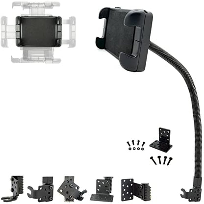 LycoGear Enhanced ELD Floor Seat Rail Tablet Mount for Car Truck Fleet Limo - Adjustable Gooseneck iPad Air Pro Mini Holder for All Vehicle |Compatible w/7-14 Tablets (incldues 2nd Drill Plate Kit)