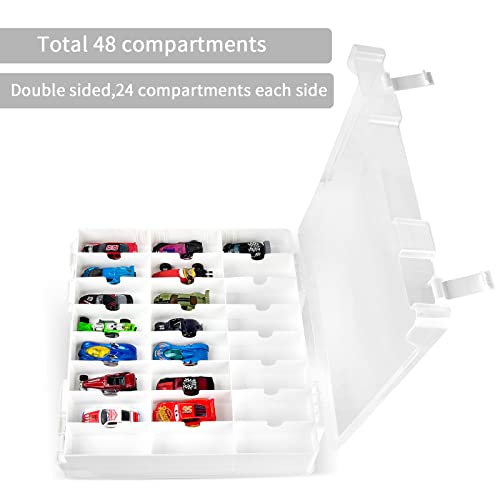 ALCYON 48-Compartment Toy Car Storage Case for Hot Wheels and for Matchbox - color: White