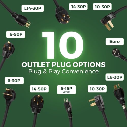 PRIMECOMTECH PRIMECOM Level 2 Electric Vehicle (EV) Charger (220V / 240Volt, 16Amp) Portable EVSE Smart Electric Car Charger, 30', 40', and 50 Feet Lengths (6-30P, 30 Feet) - color: 6-30P, size: 30 Feet