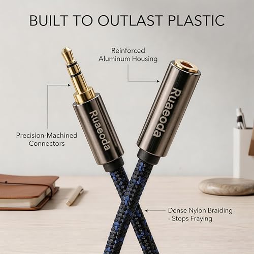 100 ft Double Shielded Long Headphone Extension Cable - 3.5mm Male to Female - color: Blue, size: 1Pack 100Ft