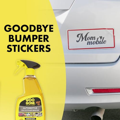 Goo Gone Automotive Adhesive Remover, Goo & Grime Cleaner for Bumper Stickers, Decals, Tree Sap, Brake Dust, Bird Droppings, Gum, Spray Paint, Asphalt, 24 oz with MicroFiber Buffing Towel - size: 24 Fl Oz (Pack of 1)