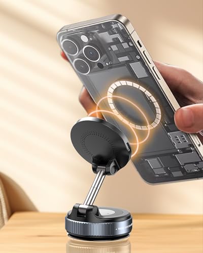 oricarmes Spinning Vacuum Magnetic Phone Holder 15W Fast Wireless Charger for All Smartphones & All Car Models Holds Like Glue on Bumpy Roads! FCC Certified car Phone Mount Magnetic