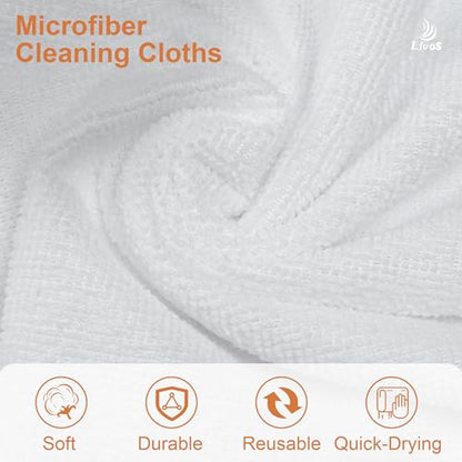LIVOS Microfiber Cleaning Cloth Roll - 80 Pack, Reusable Paper Towels, White Tear Away, Microfiber Towels for Car, Super Absorbent Lint Free Cleaning Rags for House, Kitchen,Window- 11.5"x11.5" - color: White