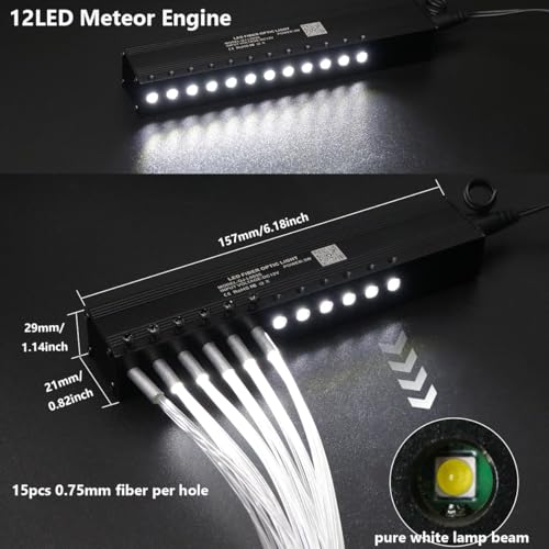 AZIMOM Mini 6W Twinkle 600pcs0.03in 13.1ft Fiber Optic Starlight Headliner+180pcs Pure White Meteor Shooting Star for Car Home, End Glow Fiber Strands Sound-Activated APP& Remote Control - size: 780pcs*0.03in*13.1ft