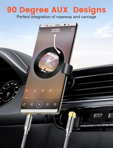 VANAUX 3.5mm Aux Cable for Car Audio 90 Degree Right Angle Heavy Duty Stereo Auxiliary Cord, 24K Gold-Plated Braided Aux Jack to Jack Wire for Smartphone,Speaker, MP3, Laptop, Headphones (6.6FT/2M)