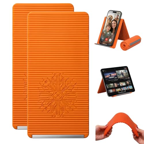 2PCS Portable Foldable Silicone Aluminum Phone Holder, Orange - color: Phone Stand 2PCS-Orange