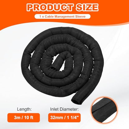MECCANIXITY Braided Wire Loom, 10ft(3 m) - 1 1/4"(32mm) Wire Split Braided Cable Management Sleeve Automotive Woven Mesh Split Loom Tubing for Multi-Cable Management, Black - color: Black, size: 10ft(3 m) - 1 1/4"(32mm)
