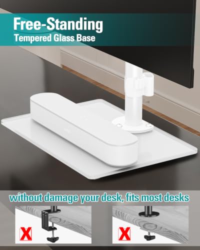 MOUNT PRO Single Monitor Stand Fits Max 32 inch Screen, Free-Standing Computer Desk Stand, Display Mount with Height Adjustable, Swivel, Tilt, Rotation, VESA Monitor Stand 100x100, White - color: White