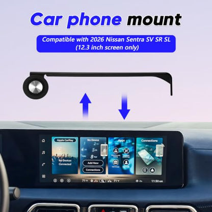 Sunsdrew Car Phone Holder for 2026 Nissan Sentra Accessories, Sentra S SV SR SL Phone Mount for 12.3-Inch Screen, Tool-Free Fixed Clip, 360° Rotation, Does Not Affect Air Vent - size: For Nissan Sentra