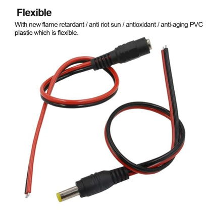 (Real 18AWG 43x2pcs Wires 20pcs Male DC Power Pigtail Cable, 12V 5A DC Connectors for CCTV Security Camera and Lighting Power Adapter (2.1mm x 5.5mm, Ultra Thick) (Pack of 2) - size: 20 Pcs DC Power Pigtail Cable Male (Pack of 2)